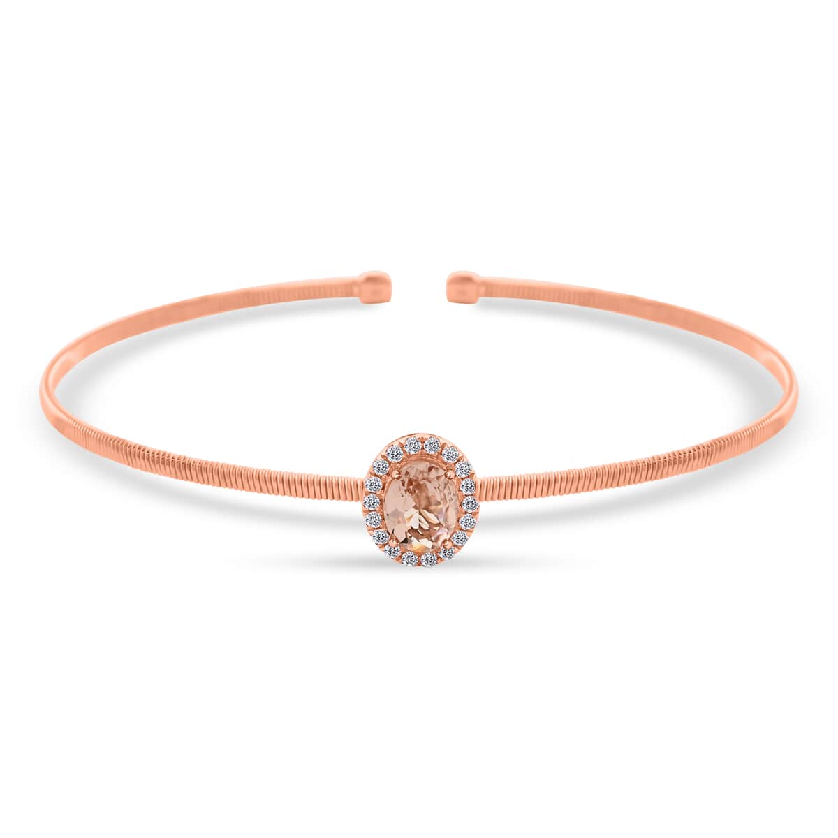 Modani 14K Rose Gold Marropino Morganite, Natural Pink Diamond Cuff Bracel (7.00 In) 3.65 Grams 1.00 ctw image number 0