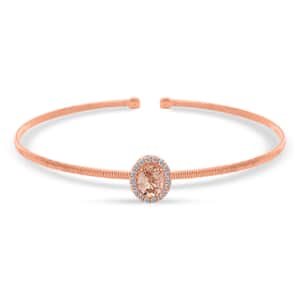 Modani 14K Rose Gold Marropino Morganite, Natural Pink Diamond Cuff Bracel (7.00 In) 3.65 Grams 1.00 ctw