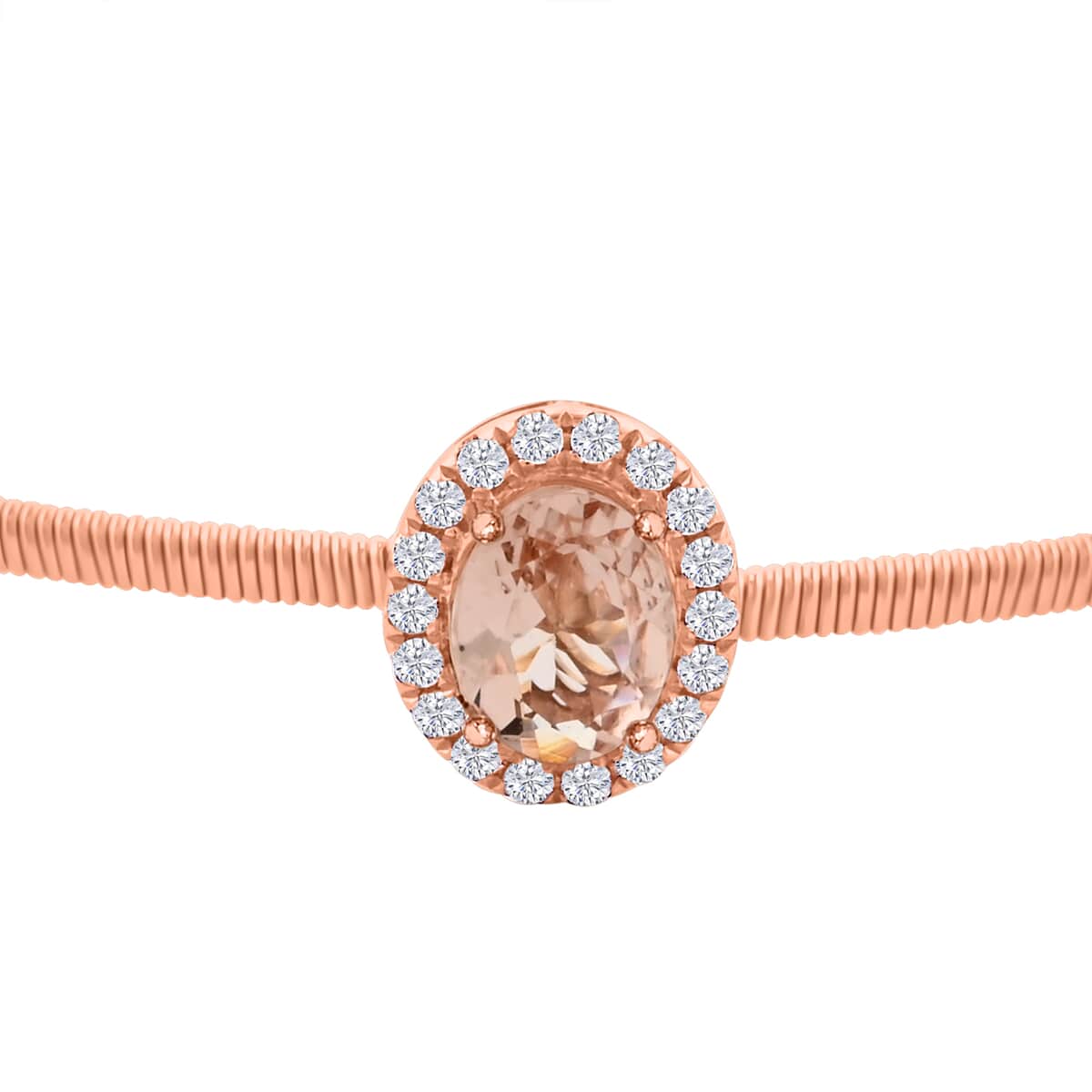 Modani 14K Rose Gold Marropino Morganite, Natural Pink Diamond Cuff Bracel (7.00 In) 3.65 Grams 1.00 ctw image number 2