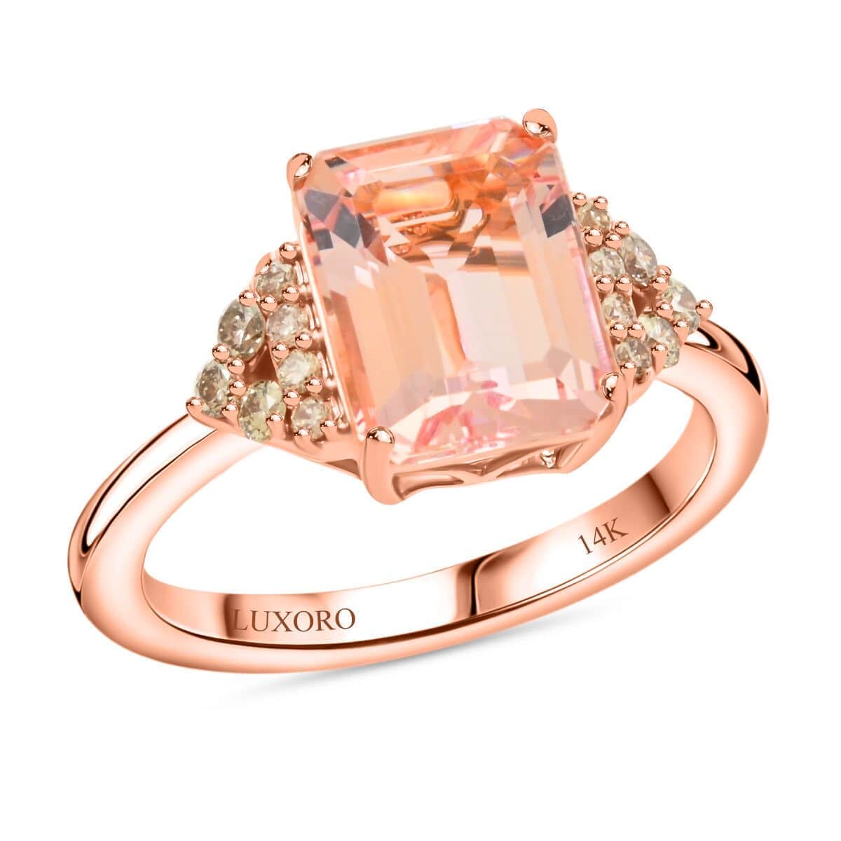 AAA Pink Morganite and G-H I2 White Diamond 2.30 ctw Ring in 14K Rose Gold (Size 10.0) image number 0