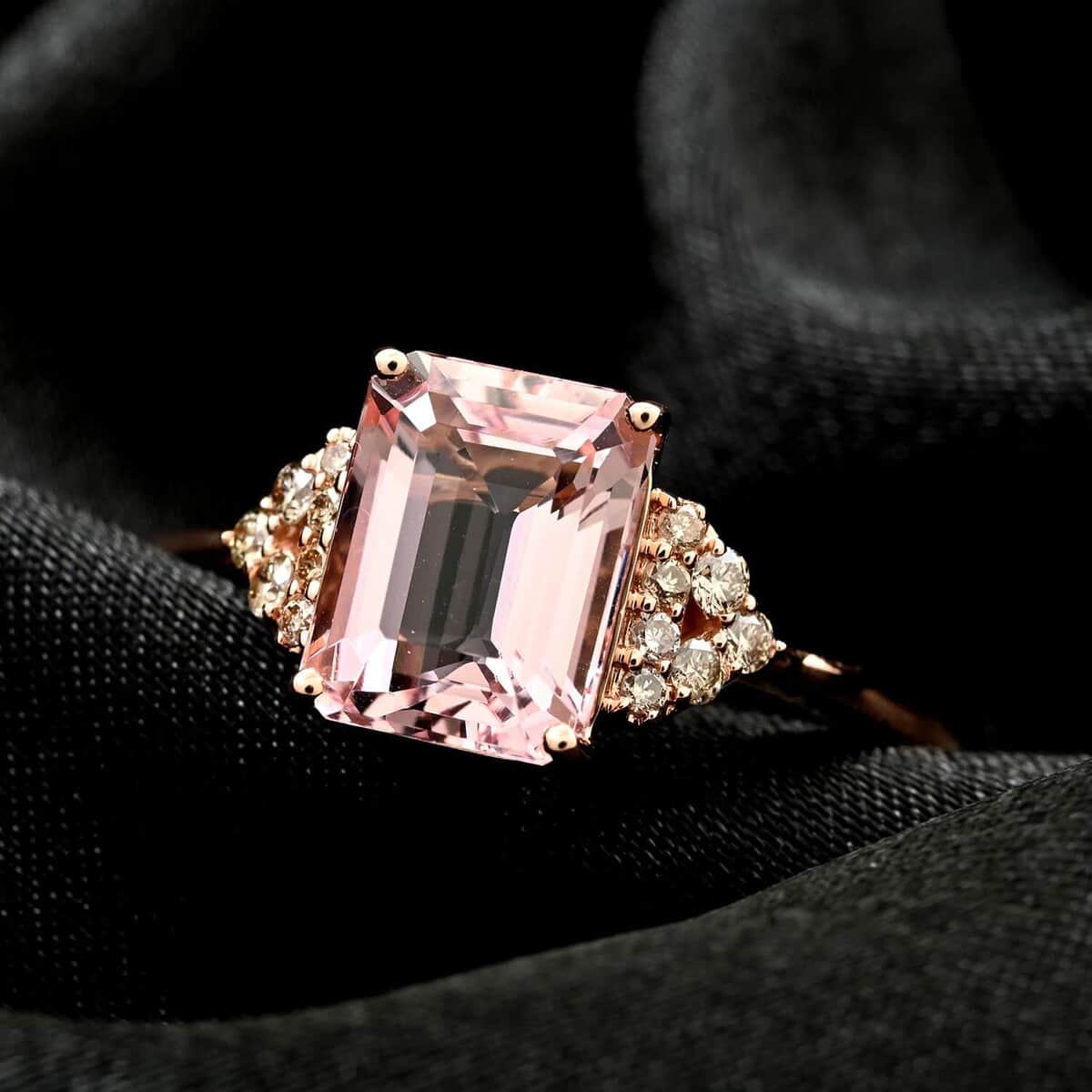 AAA Pink Morganite and G-H I2 White Diamond 2.30 ctw Ring in 14K Rose Gold (Size 10.0) image number 1