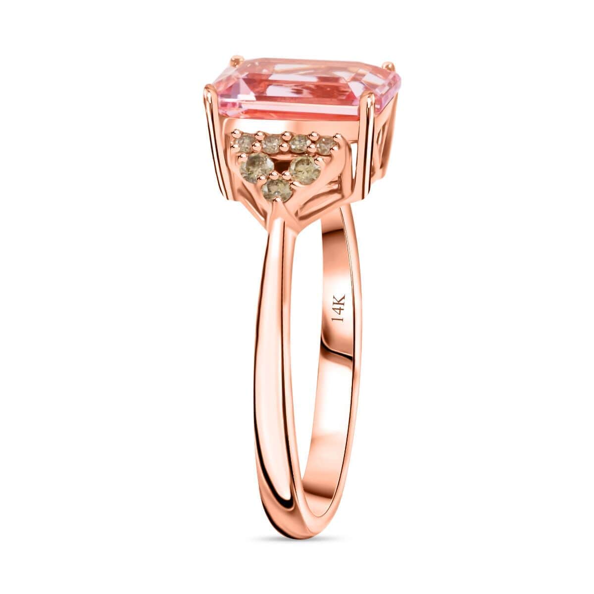 AAA Pink Morganite and G-H I2 White Diamond 2.30 ctw Ring in 14K Rose Gold (Size 10.0) image number 3