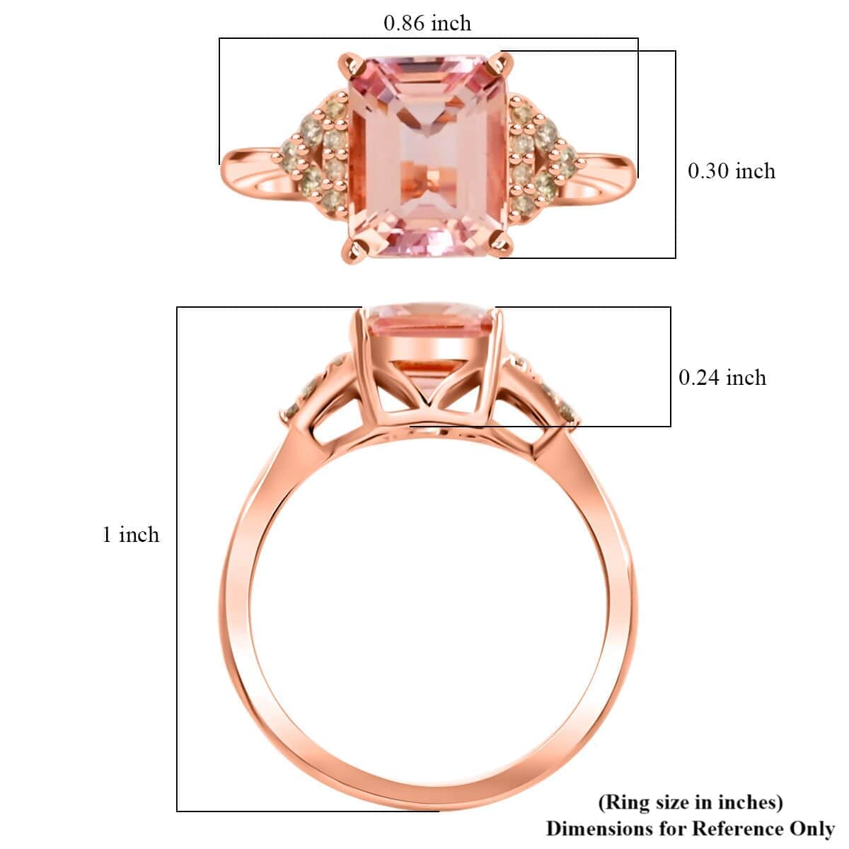 AAA Pink Morganite and G-H I2 White Diamond 2.30 ctw Ring in 14K Rose Gold (Size 10.0) image number 5