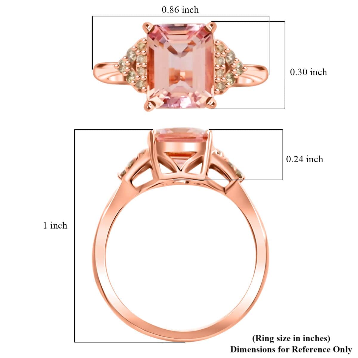 AAA Pink Morganite and G-H I2 White Diamond 2.30 ctw Ring in 14K Rose Gold (Size 6.0) image number 5