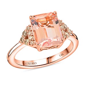 AAA Pink Morganite and G-H I2 White Diamond 2.30 ctw Ring in 14K Rose Gold (Size 6.5)