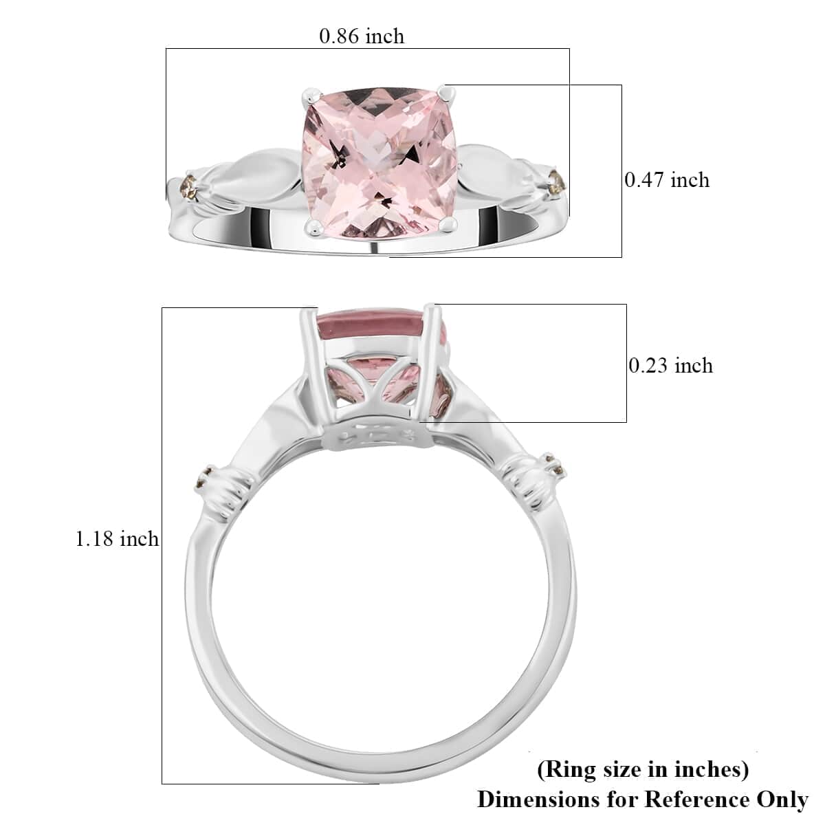 Luxoro 14K White Gold AAA Pink Morganite and I2 Brown Diamond Ring 1.80 ctw image number 4