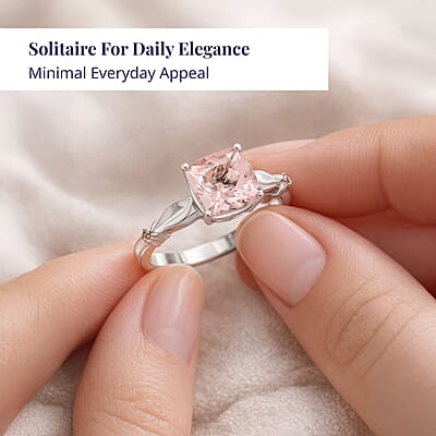 Luxoro 14K White Gold AAA Pink Morganite and I2 Brown Diamond Ring (Size 7.0) 1.80 ctw