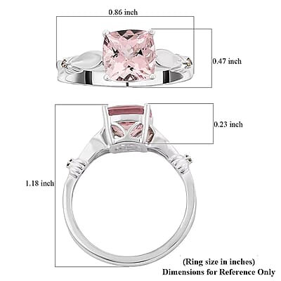 Luxoro 14K White Gold AAA Pink Morganite and I2 Brown Diamond Ring (Size 7.0) 1.80 ctw