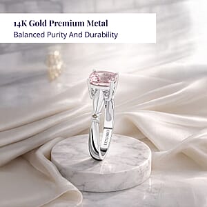 Luxoro 14K White Gold AAA Pink Morganite and I2 Brown Ring (Size 8.0) 1.80 ctw