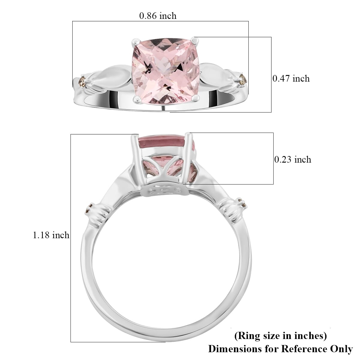 Luxoro 14K White Gold AAA Pink Morganite and I2 Brown Diamond Ring (Size 9.0) 1.80 ctw image number 4