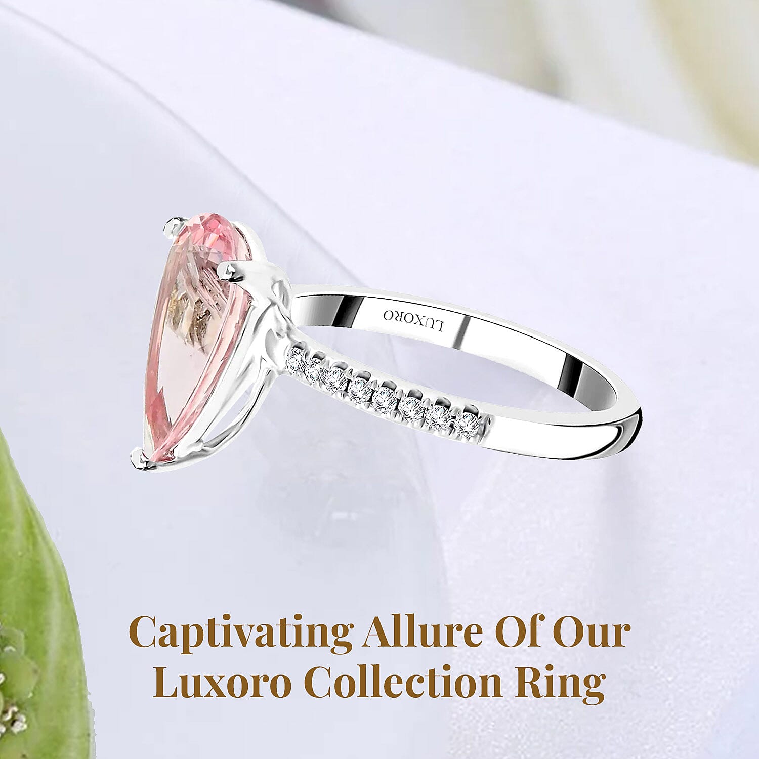 Luxoro 14K White Gold AAA Palmeiras Pink Morganite and I2 Diamond Ring (Size 10.0) 2.85 ctw