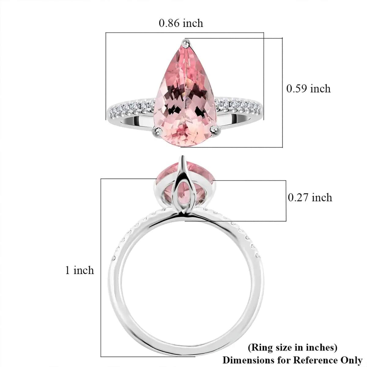 Luxoro 14K White Gold AAA Palmeiras Pink Morganite and I2 Diamond Ring (Size 10.0) 2.85 ctw image number 6