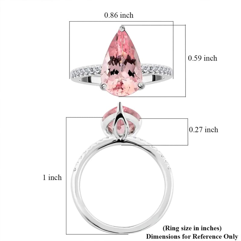 Luxoro 14K White Gold AAA Palmeiras Pink Morganite and I2 Diamond Ring (Size 10.0) 2.85 ctw