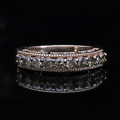Value Buy Luxoro 10K Rose Gold Natural Champagne Diamond Half Eternity Band Ring (Size 6.0) 1.00 ctw