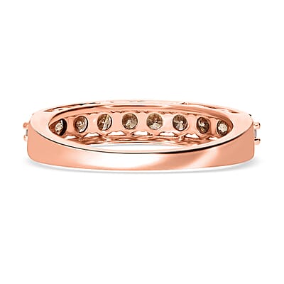 Value Buy Luxoro 10K Rose Gold Natural Champagne Diamond Half Eternity Band Ring (Size 6.0) 1.00 ctw