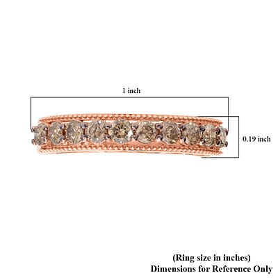 Value Buy Luxoro 10K Rose Gold Natural Champagne Diamond Half Eternity Band Ring (Size 6.0) 1.00 ctw
