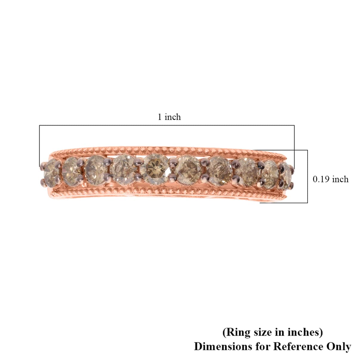 Luxoro 10K Rose Gold Natural Champagne Diamond Half Eternity Band Ring (Size 7.0) 1.00 ctw image number 5