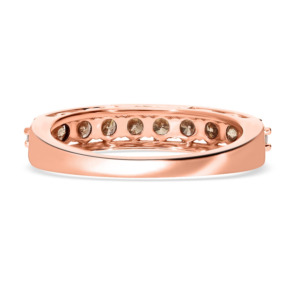 Luxoro 10K Rose Gold Natural Champagne Diamond Half Eternity Band Ring (Size 8.0) 1.00 ctw image number 4