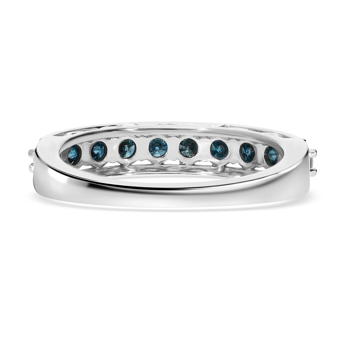 Luxoro 10K White Gold Blue Diamond Half Eternity Band Ring (Size 8.0) 1.00 ctw image number 4
