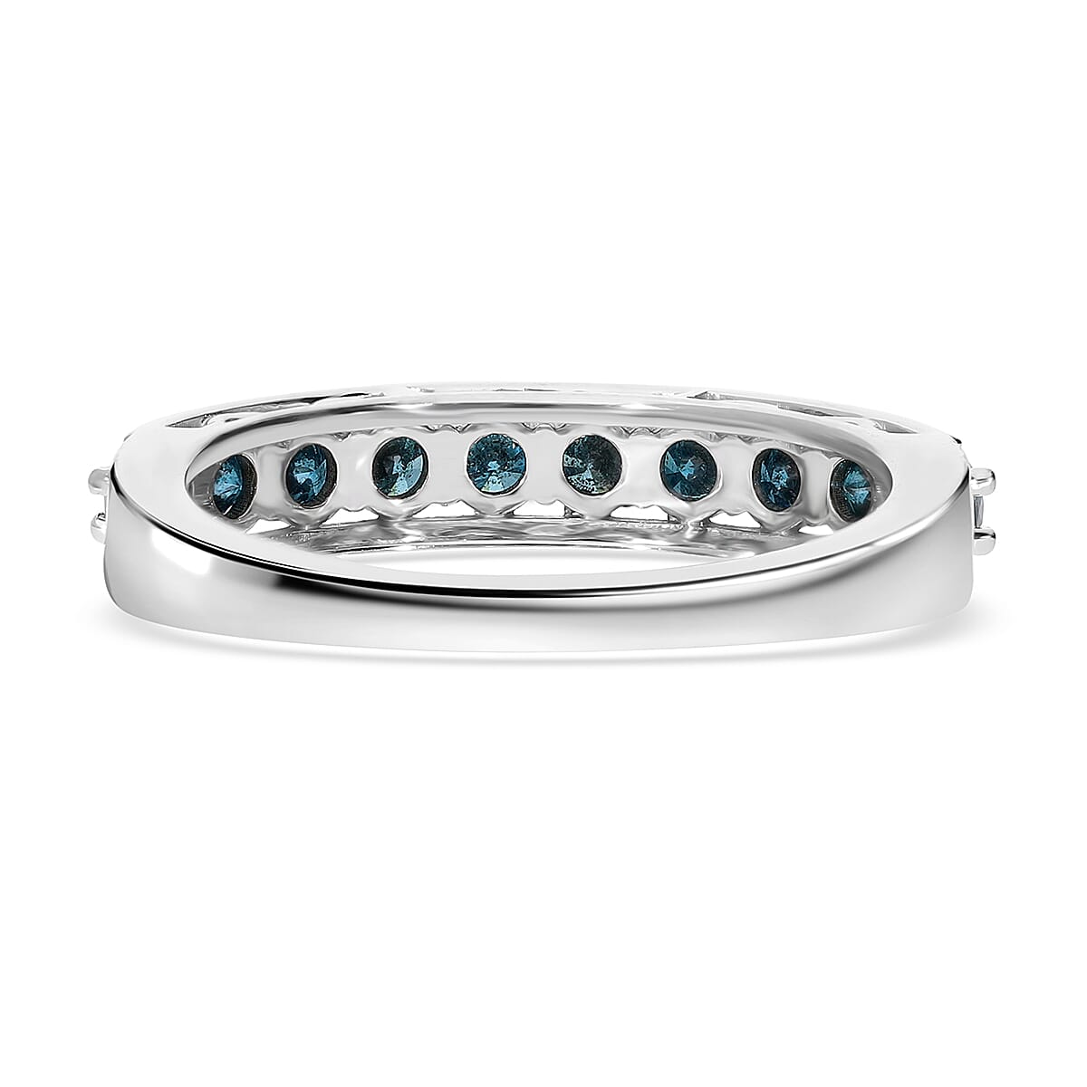 Luxoro 10K White Gold Blue Diamond Half Eternity Band Ring (Size 9.0) 1.00 ctw image number 4