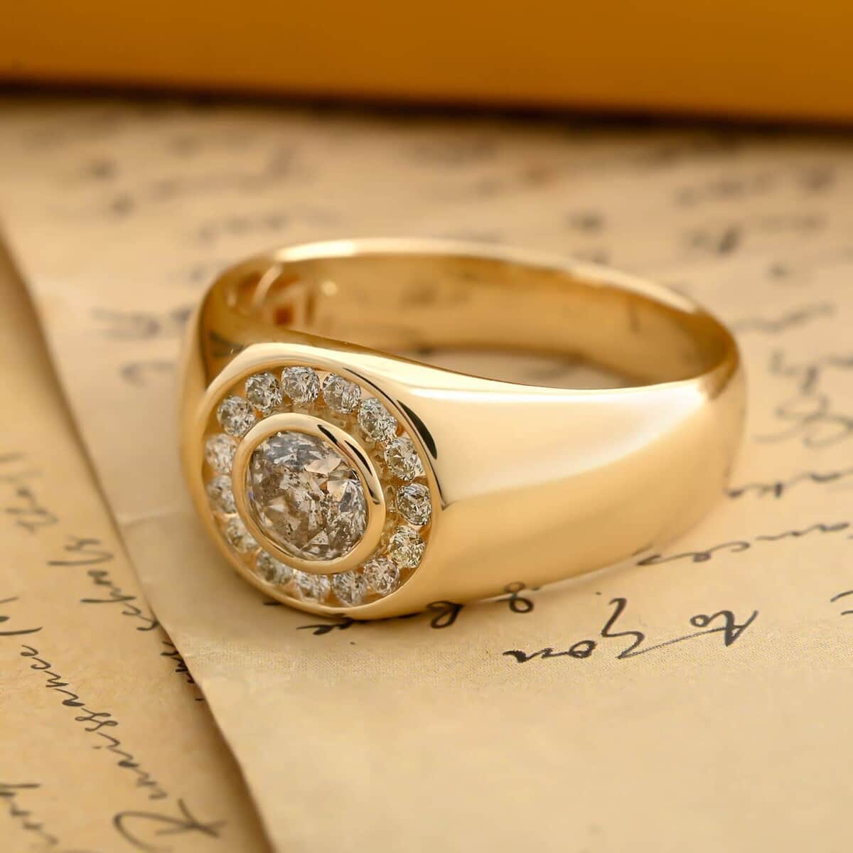 Modani 14K Yellow Gold Diamond Men's Ring (Size 10.0) 6.70 Grams 1.10 ctw image number 1