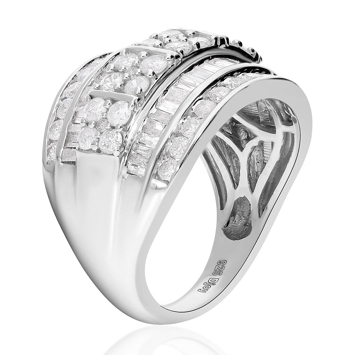 Diamond Cluster Ring in Platinum Over Sterling Silver (Size 10.0) 2.00 ctw image number 3