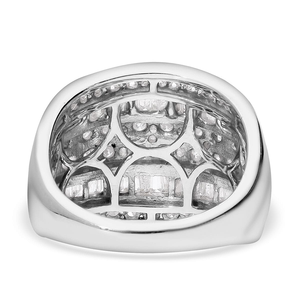 Diamond Cluster Ring in Platinum Over Sterling Silver (Size 10.0) 2.00 ctw image number 4