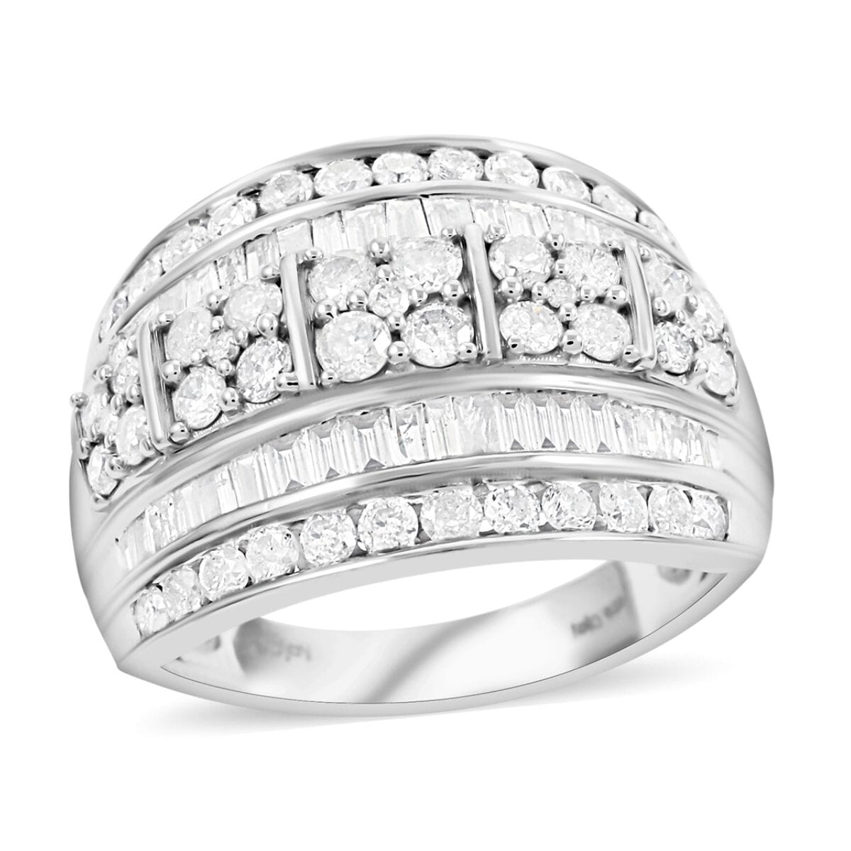 Diamond 2.00 ctw Cluster Ring in Platinum Over Sterling Silver (Size 8.0)  image number 0