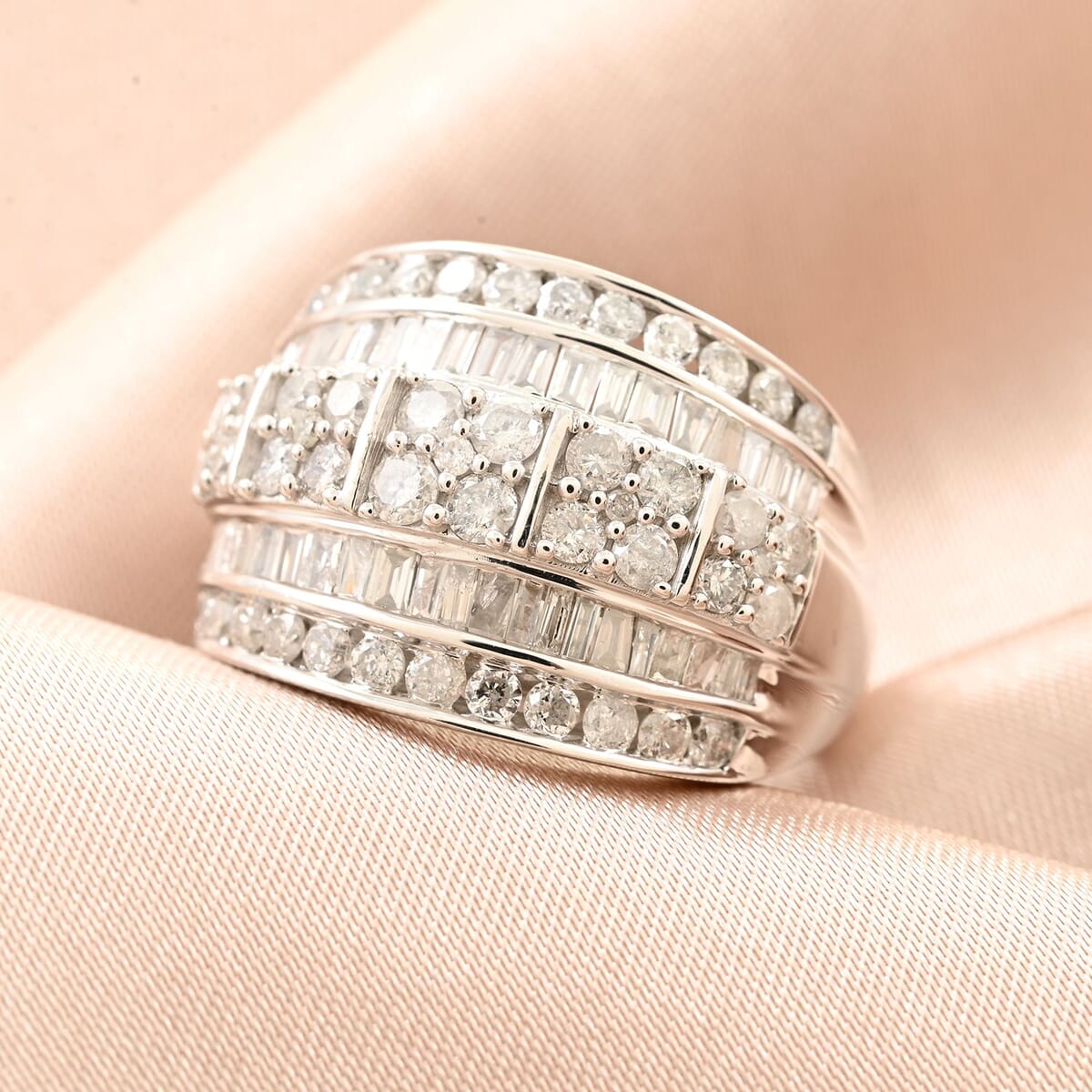 Diamond 2.00 ctw Cluster Ring in Platinum Over Sterling Silver (Size 8.0)  image number 1
