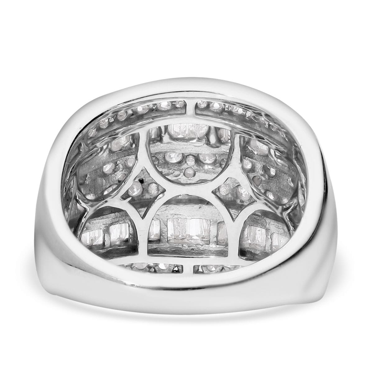 Diamond 2.00 ctw Cluster Ring in Platinum Over Sterling Silver (Size 8.0)  image number 4