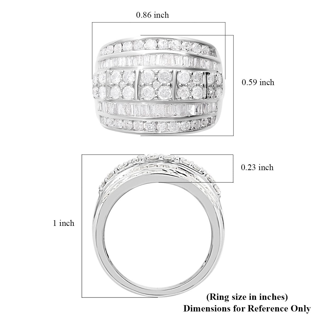 Diamond 2.00 ctw Cluster Ring in Platinum Over Sterling Silver (Size 8.0)  image number 5