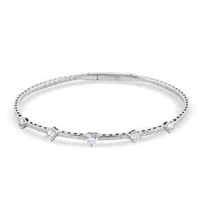 Modani E-F VS Diamond 7 Inch Bangle Bracelet in 18K White Gold With Total Metal Weight (8.20 g) Including Titanium Spring weight 0.60 g 1.00 ctw, Diamond Jewelry, Anniversary Gift For Her