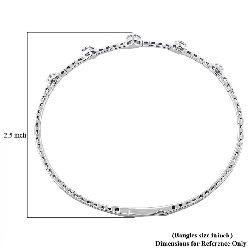 Modani E-F VS Diamond 1.00 ctw 7 Inch Bangle Bracelet in 18K White Gold With Total Metal Weight (8.20 g) Including Titanium Spring weight 0.60 g, Diamond Jewelry, Anniversary Gift For Her
