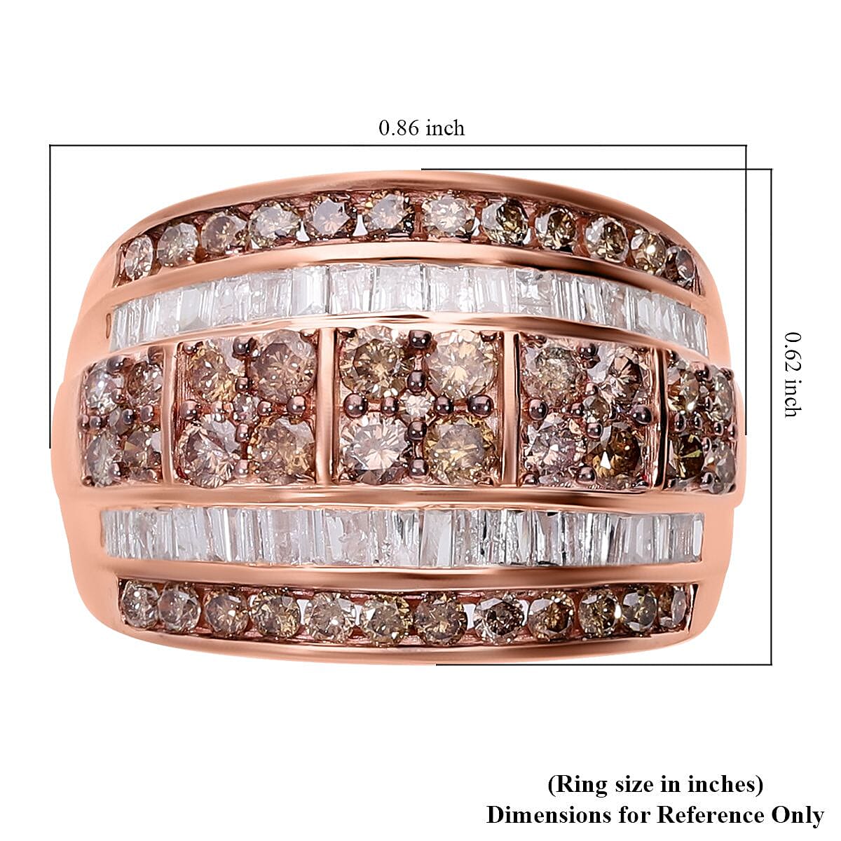 D'Joy Natural Champagne and White Diamond 2.00 ctw Cluster Ring in Vermeil Rose Gold Over Sterling Silver (Size 8.0)  image number 5