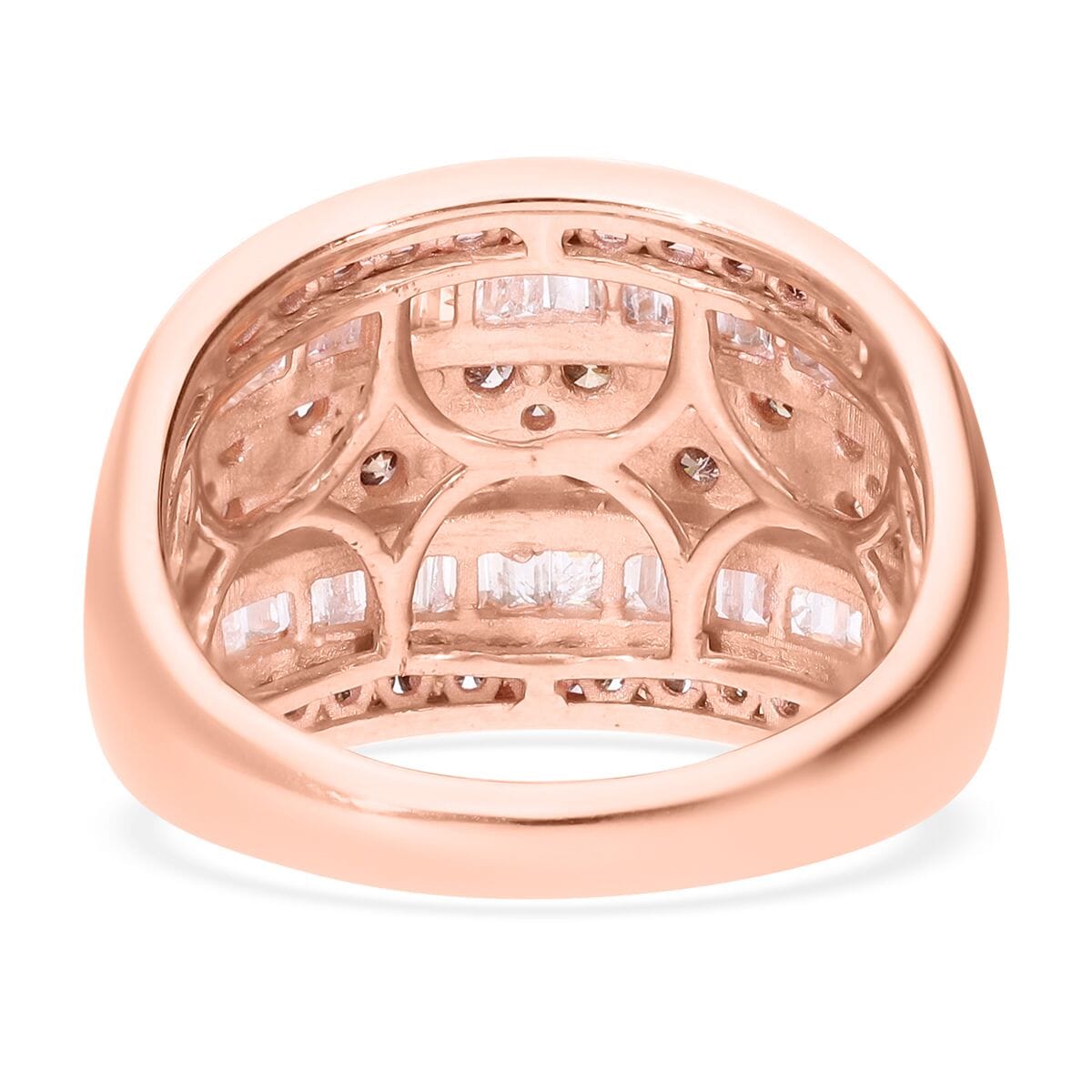 Natural Champagne and White Diamond 2.00 ctw Cluster Ring in Vermeil Rose Gold Over Sterling Silver (Size 9.0)  image number 4