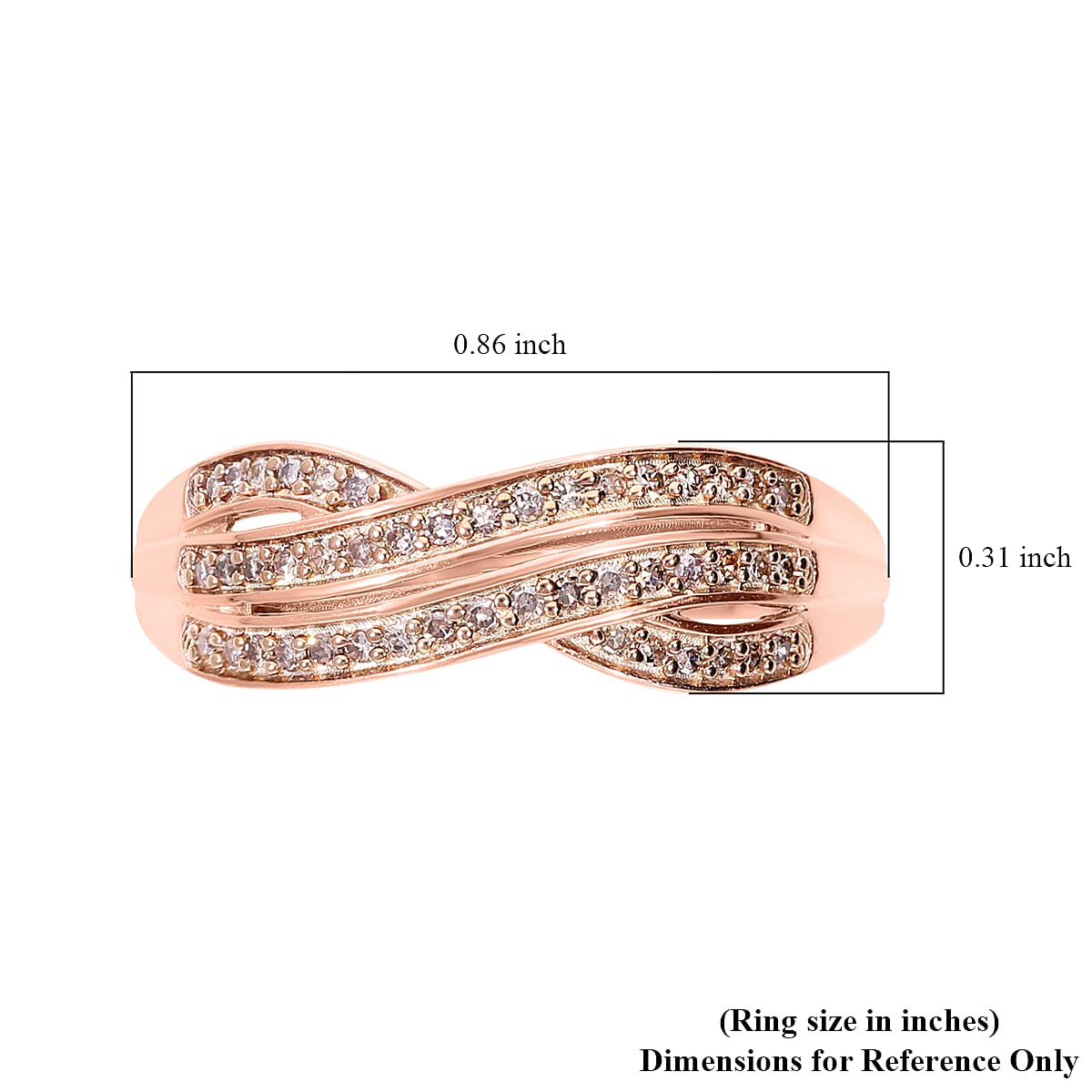Natural Champagne Diamond Ring in Vermeil RG Over Sterling Silver (Size 10.0) 0.25 ctw