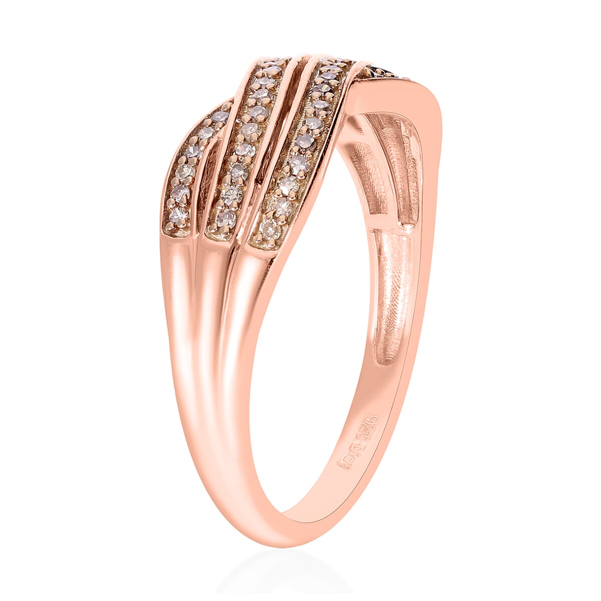 Natural Champagne Diamond Ring in Vermeil Rose Gold Over Sterling Silver (Size 7.0) 0.25 ctw image number 2