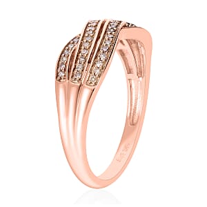 Natural Champagne Diamond Ring in Vermeil Rose Gold Over Sterling Silver (Size 7.0) 0.25 ctw