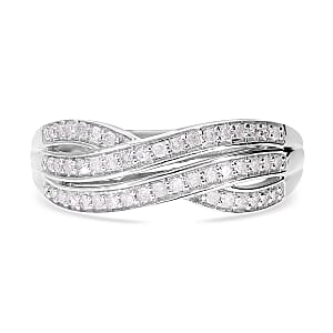 Diamond Ring in Platinum Over Sterling Silver (Size 7.0) 0.25 ctw