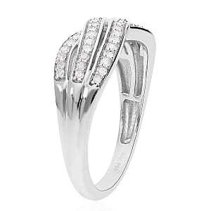 Diamond Ring in Platinum Over Sterling Silver (Size 7.0) 0.25 ctw