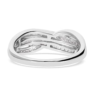 Diamond Ring in Platinum Over Sterling Silver (Size 7.0) 0.25 ctw
