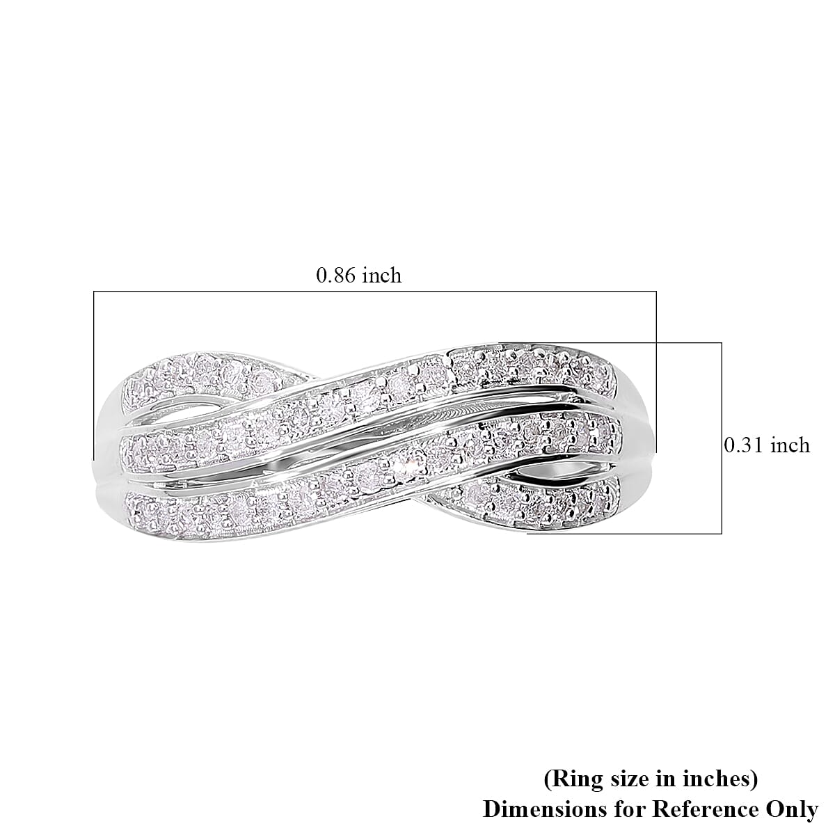 Diamond Ring in Platinum Over Sterling Silver (Size 7.0) 0.25 ctw image number 4