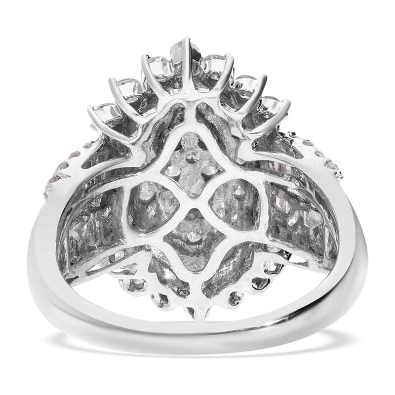 SGL Certified Luxoro 10K White Gold Diamond G-H I3 Cluster Ring (Size 10.0) 5.85 Grams 2.00 ctw
