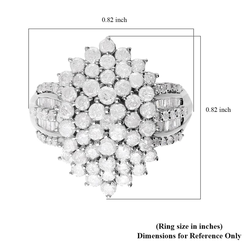 SGL Certified Luxoro 10K White Gold Diamond G-H I3 Cluster Ring (Size 10.0) 5.85 Grams 2.00 ctw