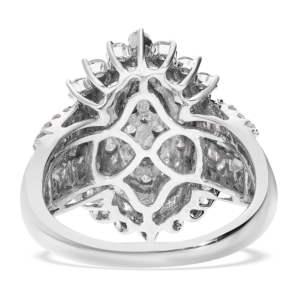 SGL Certified  10K White Gold Diamond G-H I3 Cluster Ring (Size 7.0) 5.85 Grams 2.00 ctw image number 1