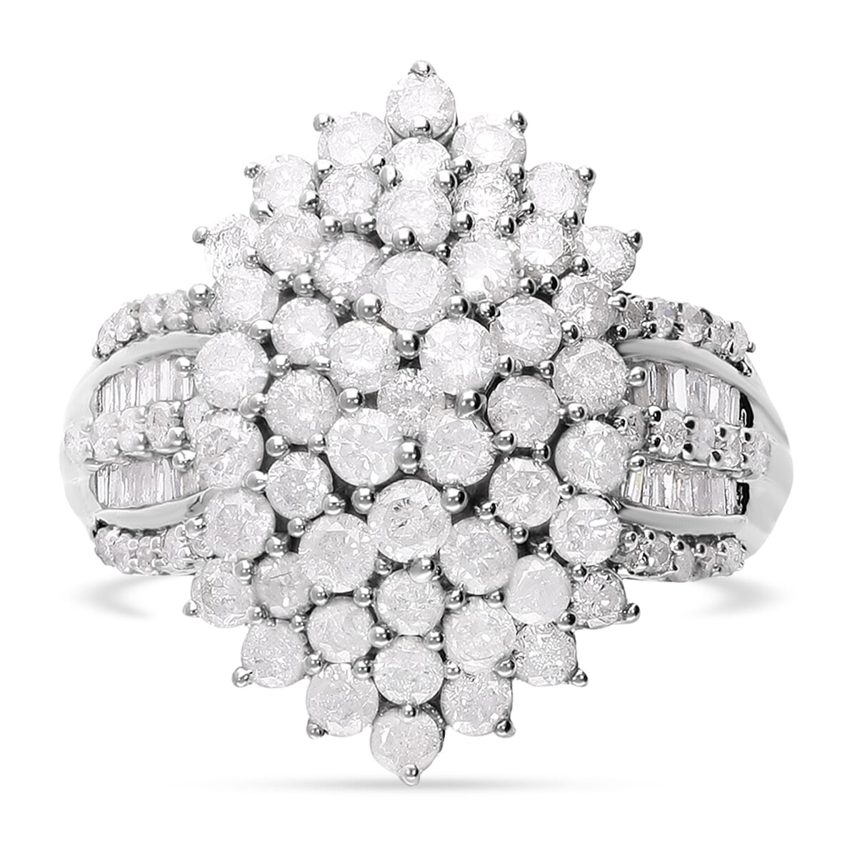 SGL Certified Luxoro 10K White Gold Diamond G-H I3 Cluster Ring (Size 9.0) 5.85 Grams 2.00 ctw image number 0