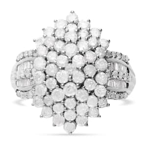 SGL Certified Luxoro 10K White Gold Diamond G-H I3 Cluster Ring (Size 9.0) 5.85 Grams 2.00 ctw