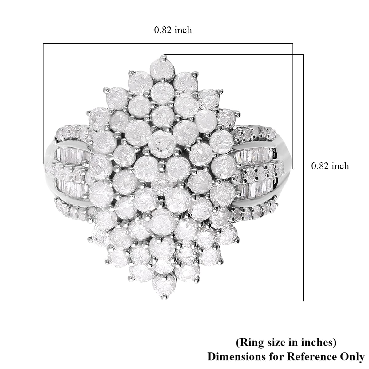 SGL Certified Luxoro 10K White Gold Diamond G-H I3 Cluster Ring (Size 9.0) 5.85 Grams 2.00 ctw image number 4
