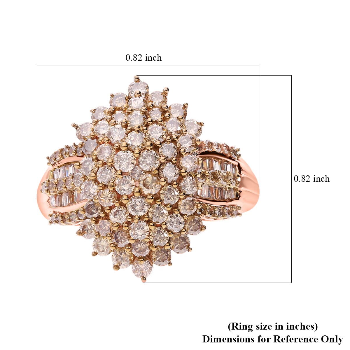 SGL Certified Luxoro 10K Rose Gold Natural Champagne Diamond I3 Cluster Ring (Size 9.0) 5.85 Grams 2.00 ctw image number 4