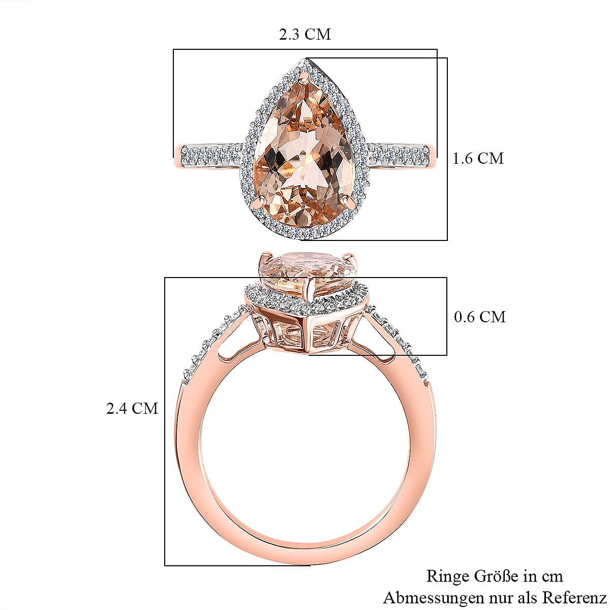 AAA Marropino Morganite and Diamond I2 3.00 ctw Ring in 14K Rose Gold (Size 9.0)